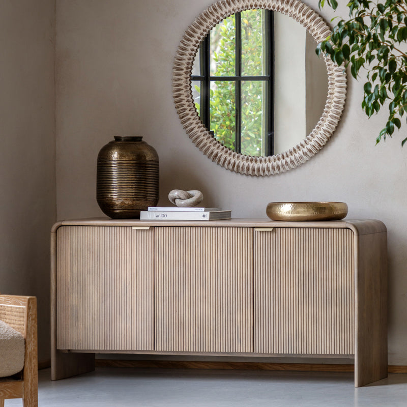 Colonna Fluted 3 Door Sideboard | Mango Wood