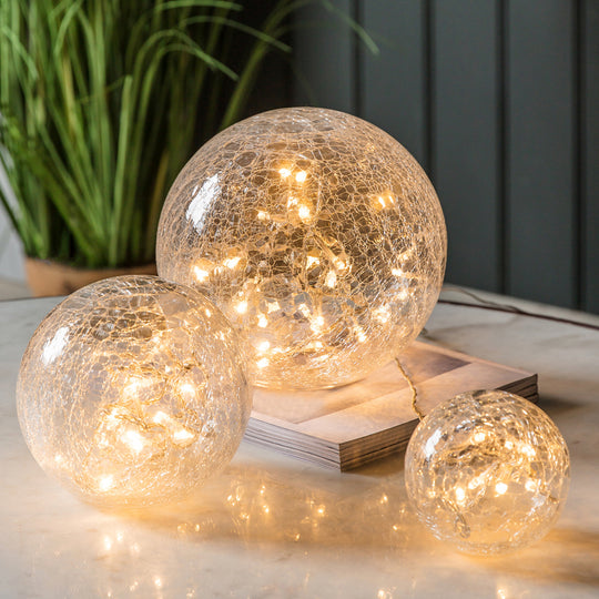 Crackle Globe Lights | Clear | Set of 3