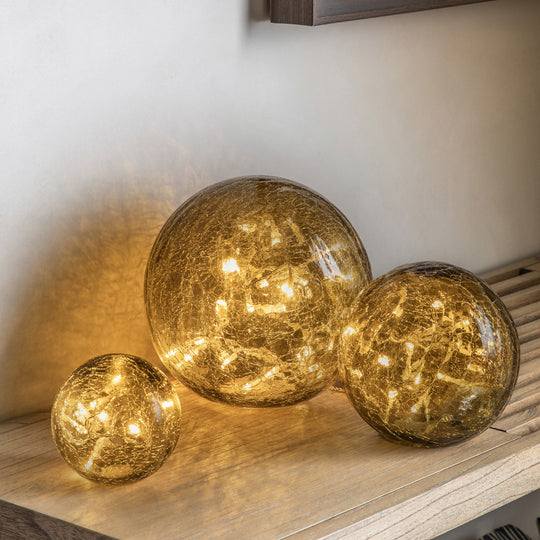 Crackle Globe Lights | Smoke | Set of 3