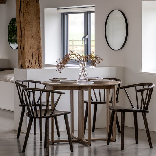 Craft Oak Folding Round Dining Table | Smoked