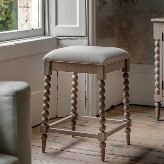 Artisan Bobbin Bar Stool | Limewashed Oak