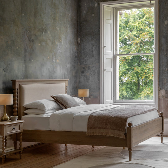Artisan Bobbin Bed Frame | Limewashed Oak