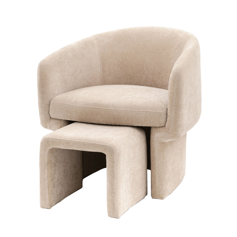 Asko Retro Armchair & Footstool | Cream