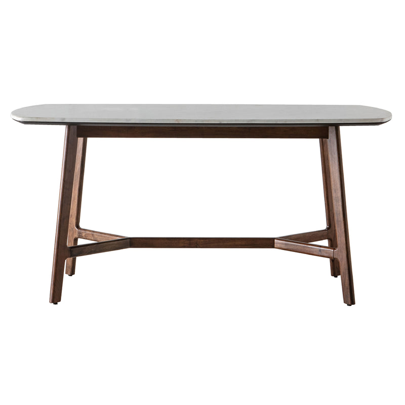 Barcelona Mid-Century Marble Top Rectangular Dining Table | Dark Acacia