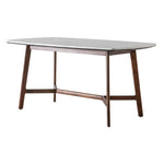 Barcelona Mid-Century Marble Top Rectangular Dining Table | Dark Acacia