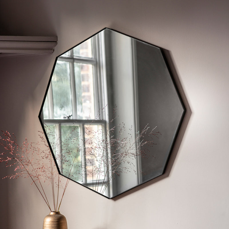 Bowie Octagon Mirror | Black | 80cm
