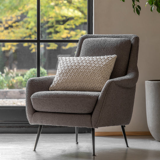 Brompton Retro Linen Armchair | Dark Grey
