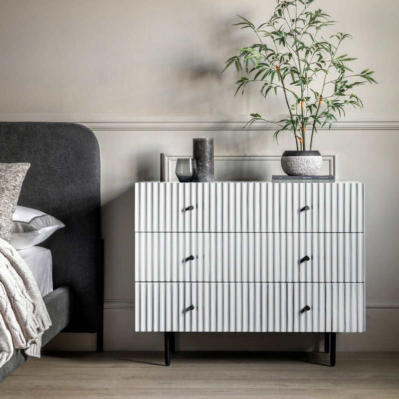 Buckhurst Scalloped 3 Drawer Chest | White