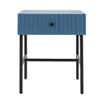 Buckhurst Scalloped Bedside Table with Drawer | Blue