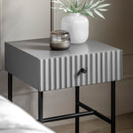 Buckhurst Scalloped Bedside Table with Drawer | Grey