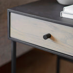 Carbury Bedside Table with Drawer | Black/Natural