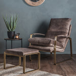 Fabien Upholstered Footstool | Mineral/Gold