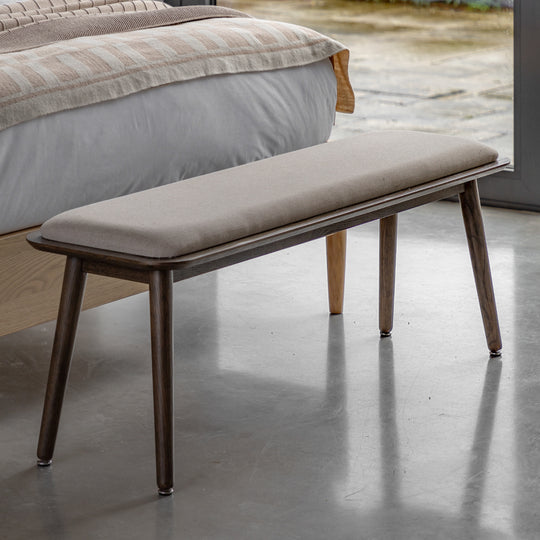 Hatfield Upholstered Bench | Smoked Oak