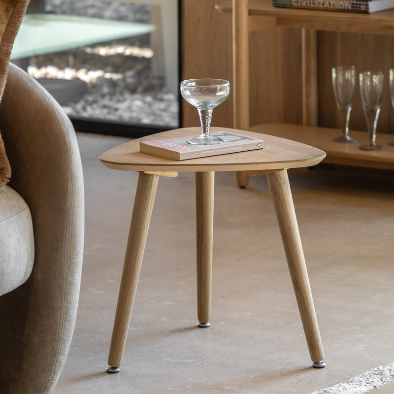 Hatfield Triangular Side Table | Natural Oak
