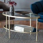 Hudson Oval Coffee Table with Mirror Shelf | Champagne Gold
