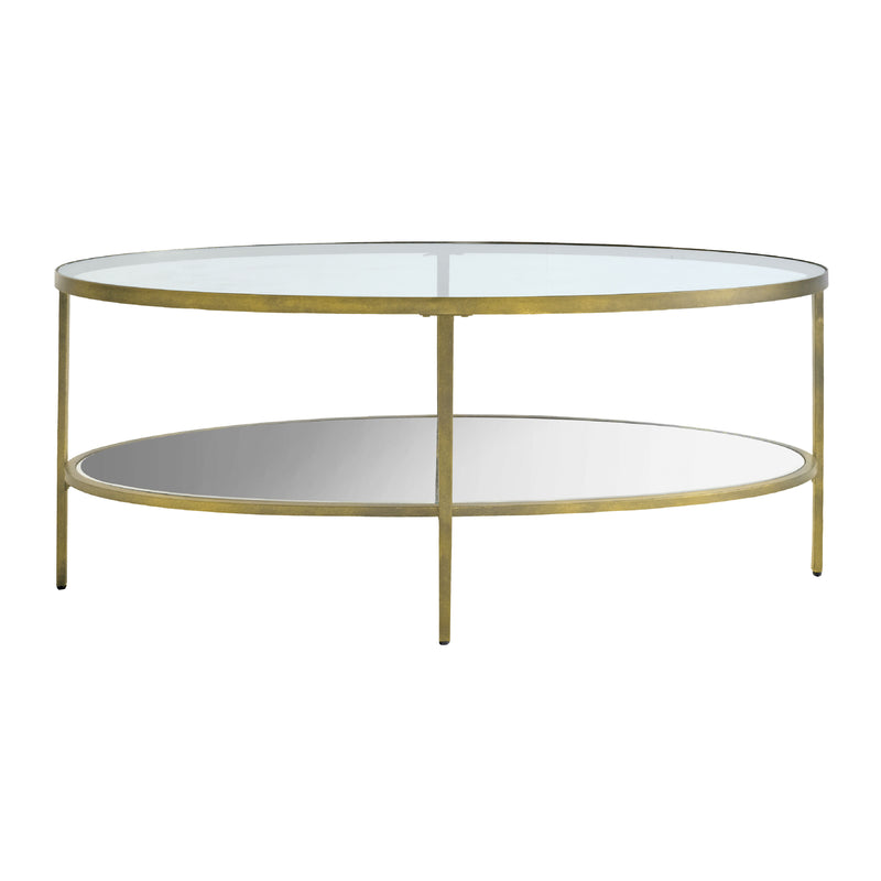 Hudson Oval Coffee Table with Mirror Shelf | Champagne Gold