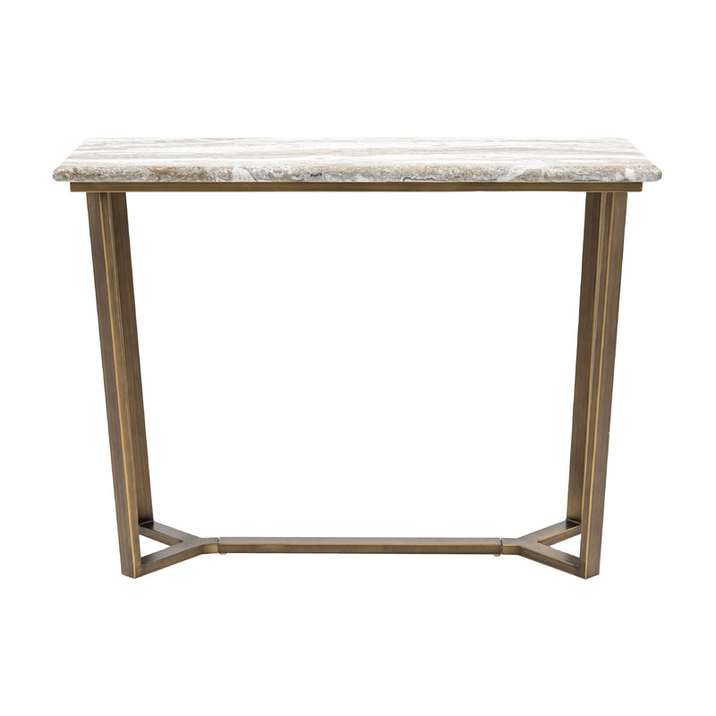 Lusso Faux Marble Top Console Table | Brass