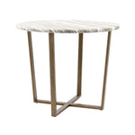 Lusso Faux Marble Top Round Dining Table | Brass