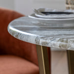 Lusso Faux Marble Top Round Dining Table | Brass