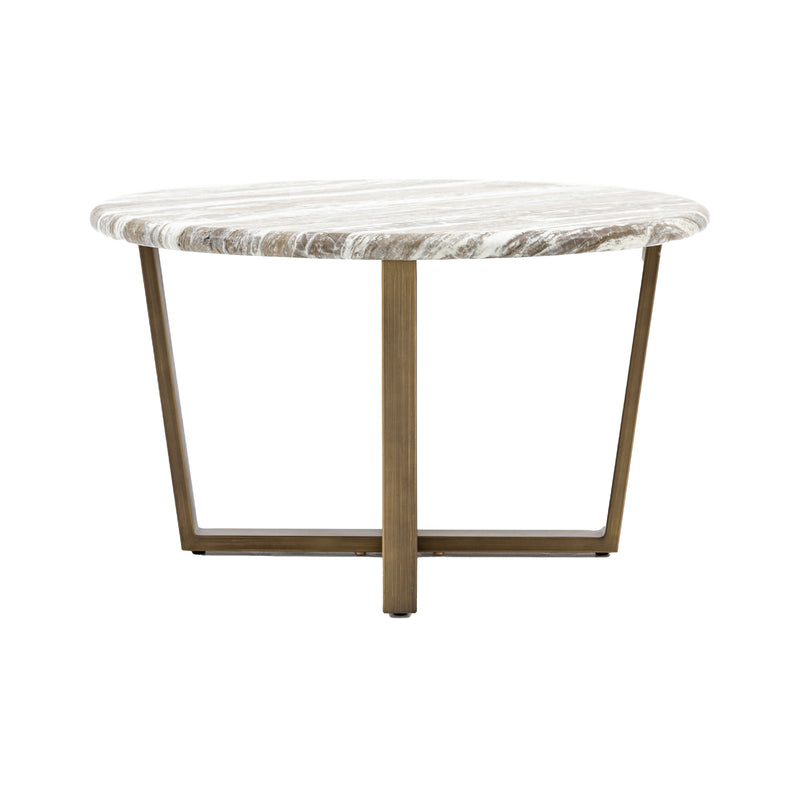 Lusso Round Faux Marble Top Coffee Table | Brass