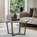 Lusso Round Faux Marble Top Coffee Table | Brass