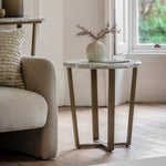 Lusso Round Faux Marble Top Side Table | Bronze