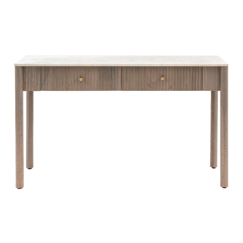 Marmo Marble Top 2 Drawer Console Table | Grey Wash Mango Wood