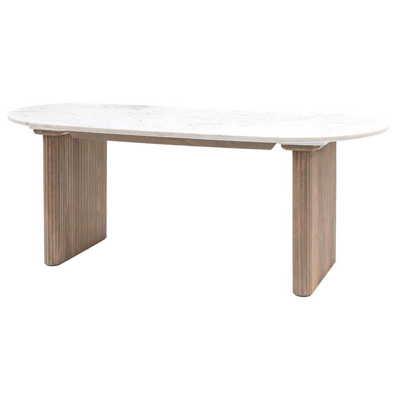 Marmo Oval Marble Top Dining Table | Grey Wash Mango Wood