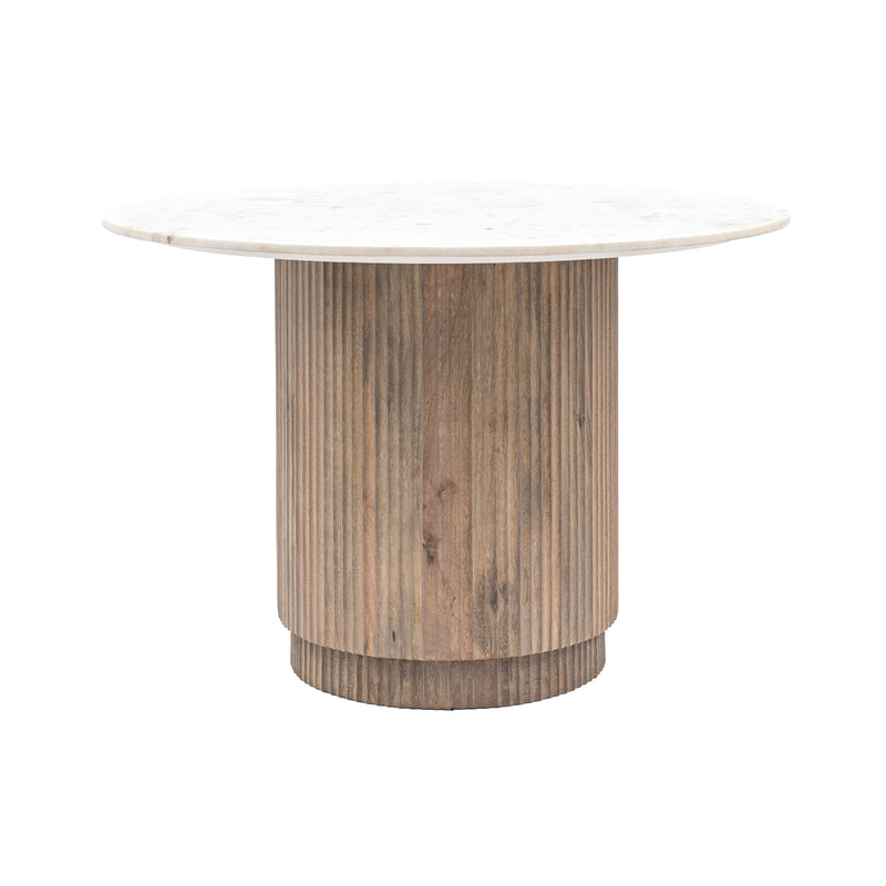 Marmo Round Marble Top Dining Table | Grey Wash Mango Wood