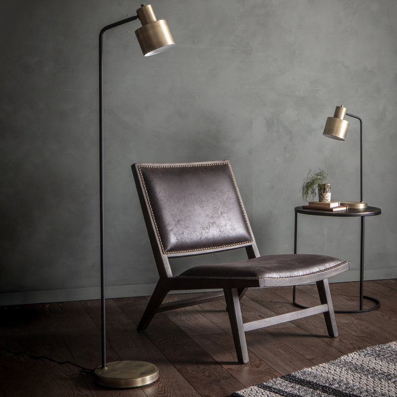 Mayfield Industrial Floor Lamp | Antique Brass/Black