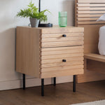 Okayama Japandi 2 Drawer Bedside Table | Natural Oak