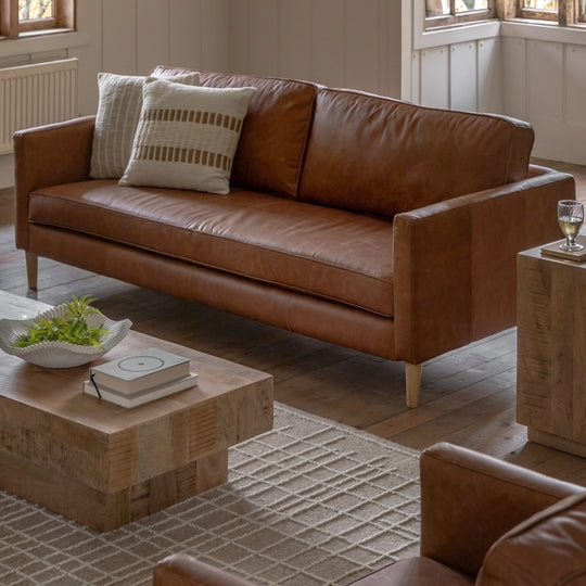 Osborne 3 Seat Leather Sofa | Brown