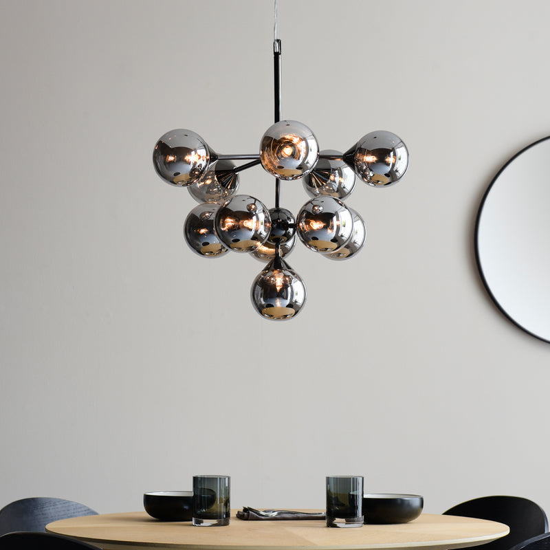 Oscar 11 Bulb Pendant Light | Black/Smoked