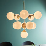 Oscar 11 Bulb Pendant Light | Brushed Gold/Gloss White