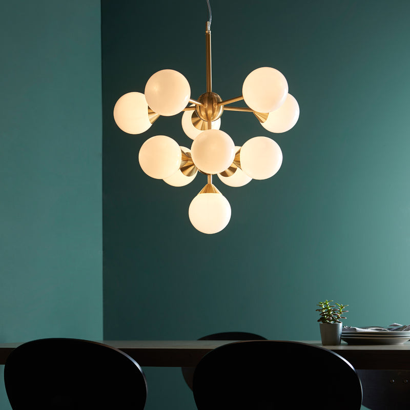 Oscar 11 Bulb Pendant Light | Brushed Gold/Gloss White