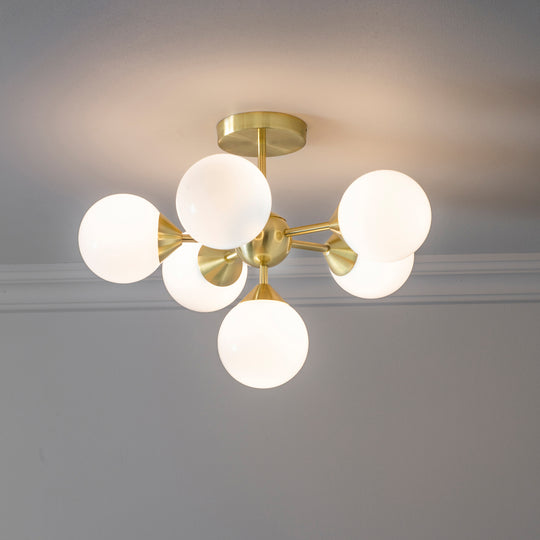 Oscar 6 Bulb Ceiling Light | Brushed Gold/Gloss White