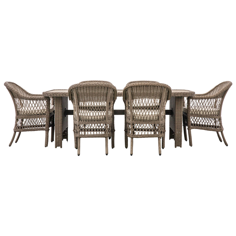 Outdoor Cagliari 6 Seat Dining Set | Natural Rattan