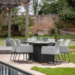 Outdoor Elba 6 Seat Dining Set with Fire Pit Table | Slate Grey