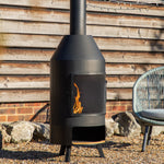 Outdoor Firenze Chiminea with Pizza Shelf | Black Iron | 50cm