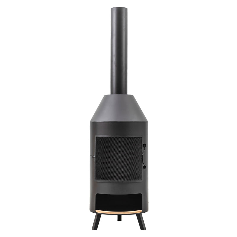 Outdoor Firenze Chiminea with Pizza Shelf | Black Iron | 50cm