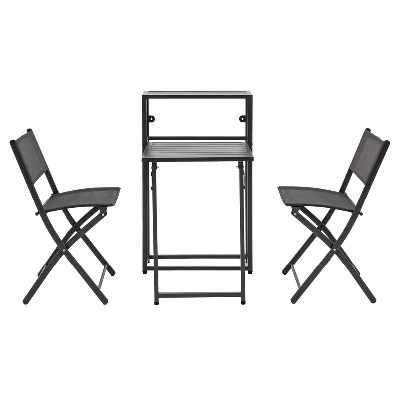 Outdoor Kavala 2 Seat Balcony Set | Charcoal Grey Steel