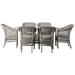 Outdoor Menton 6 Seat Oval Dining Set | Stone Grey Rattan