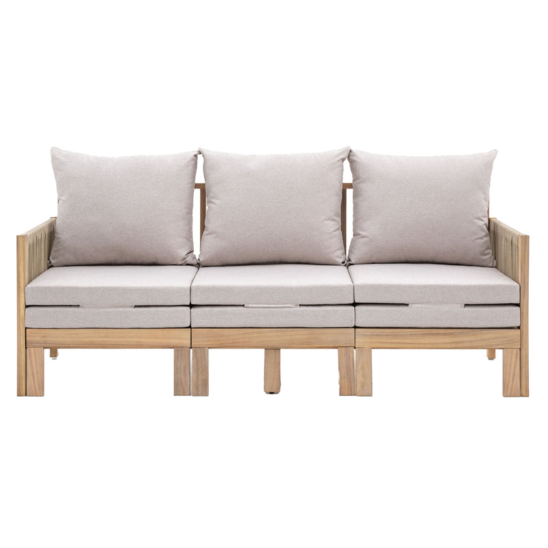 Outdoor Paros Pull Out Sofa | Natural Acacia