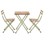 Outdoor Ronda 2 Seat Bistro Set | Natural Acacia, Green Steel