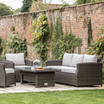 Outdoor Sovera 3 Seater Dining Set with Rising Table | Natural Rattan