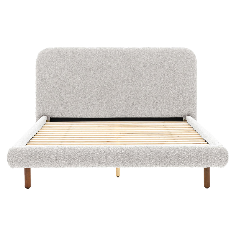 Rabley Boucle Bed Frame | Stone Grey