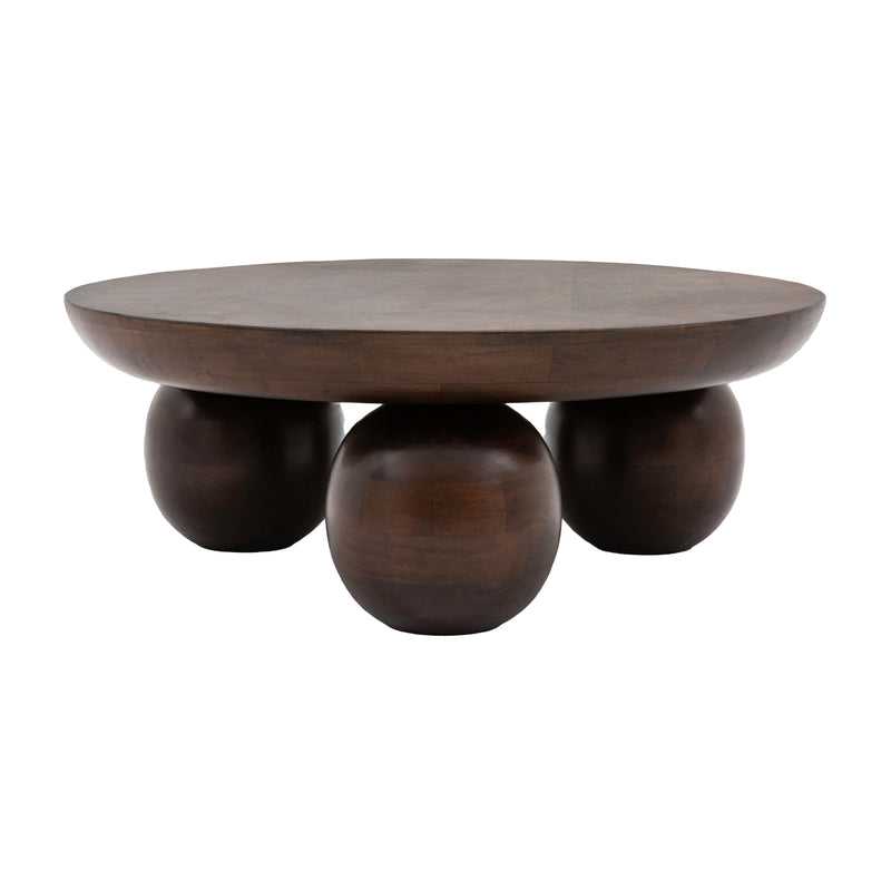 Sculpt Retro Round Coffee Table | Dark Mango Wood