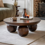 Sculpt Retro Round Coffee Table | Dark Mango Wood