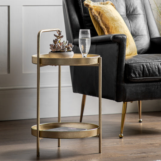 Sennen Handle Side Table | Gold