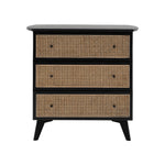 Skylar Rattan 3 Drawer Chest | Black/Natural